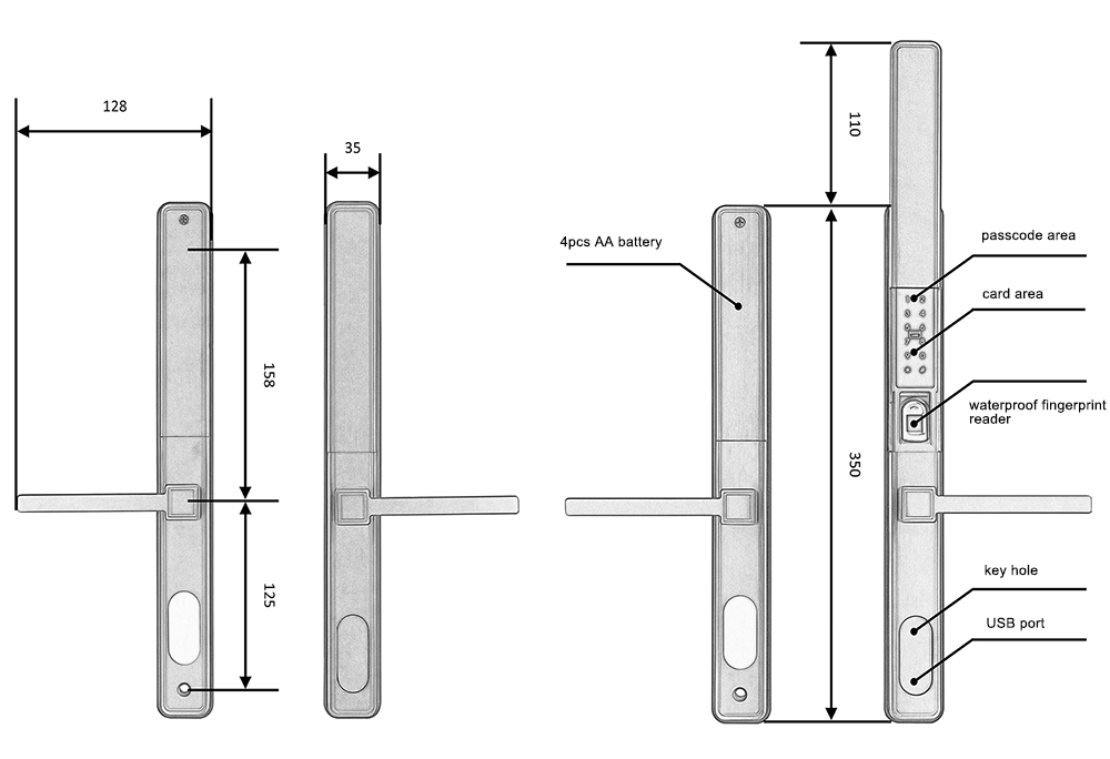 Sliding Cover Waterproof Aluminum Smart Door Lock YFF-S6