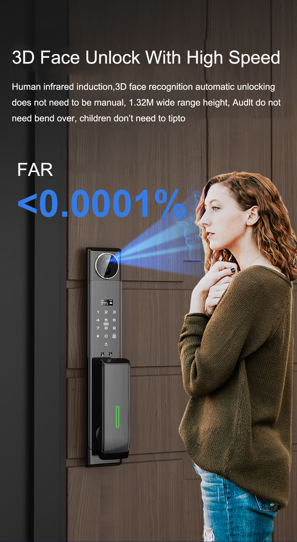 3D Face Intercom Smart Automatic Door Lock YFFR-CG01