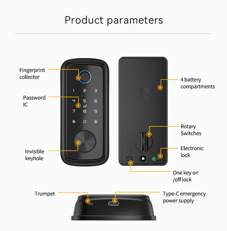 Tuya Wifi Smart Automatic Dead Bolt Lock YFFW-T1PRO