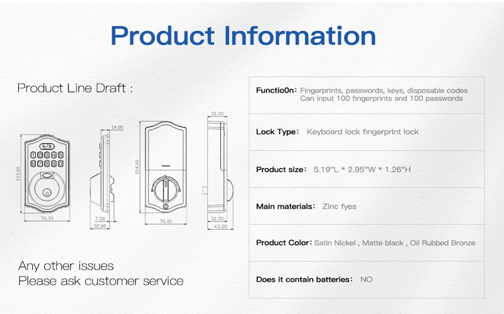 Tuya Bluetooth Deab Bolt Lock YFBF-K6