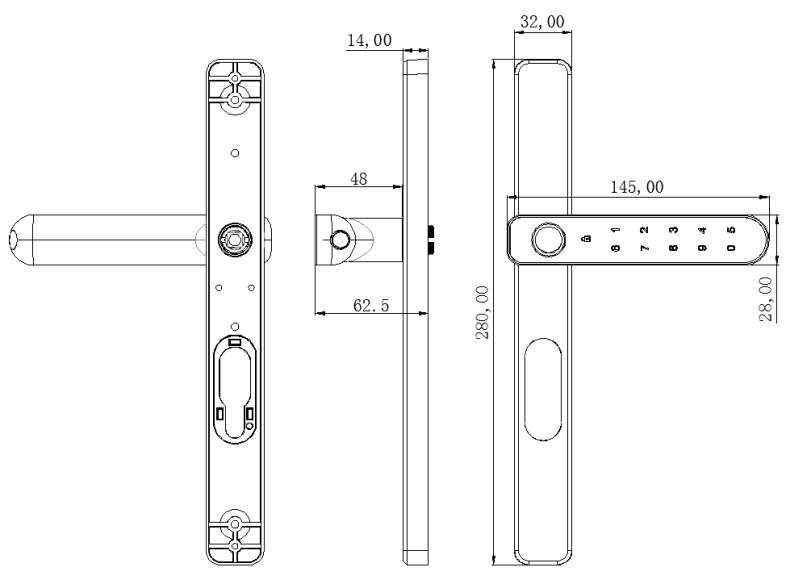 Slim Aluminum Door Bluetooth Lock YFBF-C071