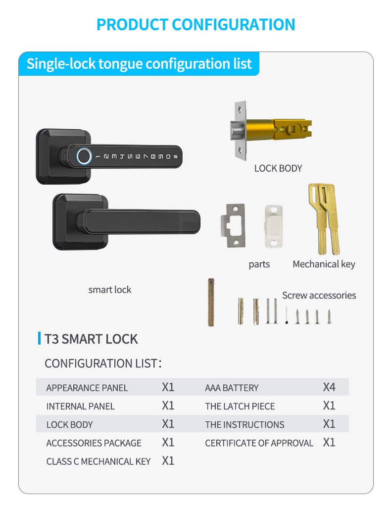 TTLock or Tuya Smart Digital Handles YFBF-T3