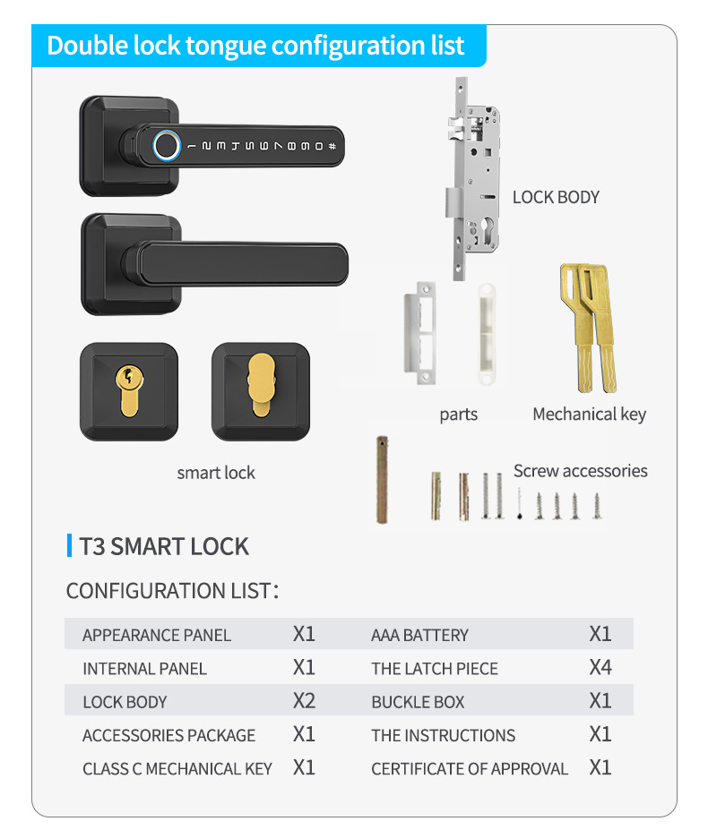 TTLock or Tuya Smart Digital Handles YFBF-T3