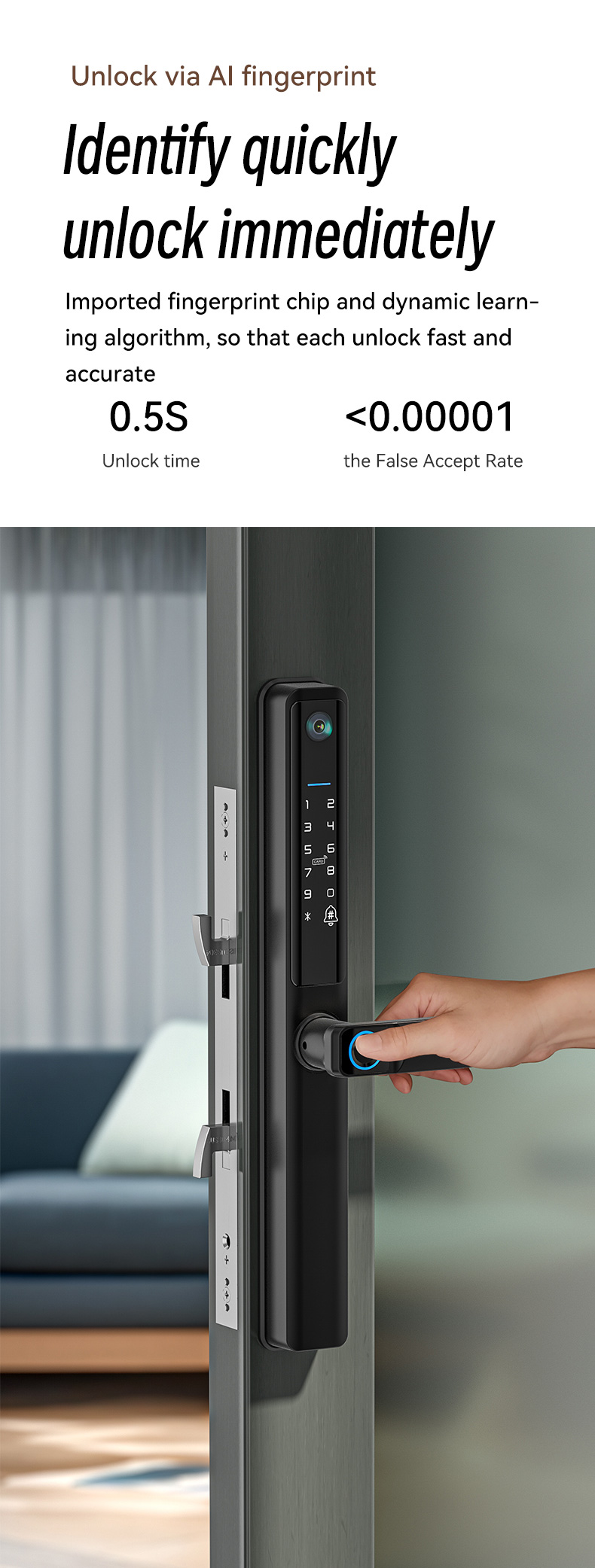 Slim Border Door Fingerprint Door Lock YFBF-F5