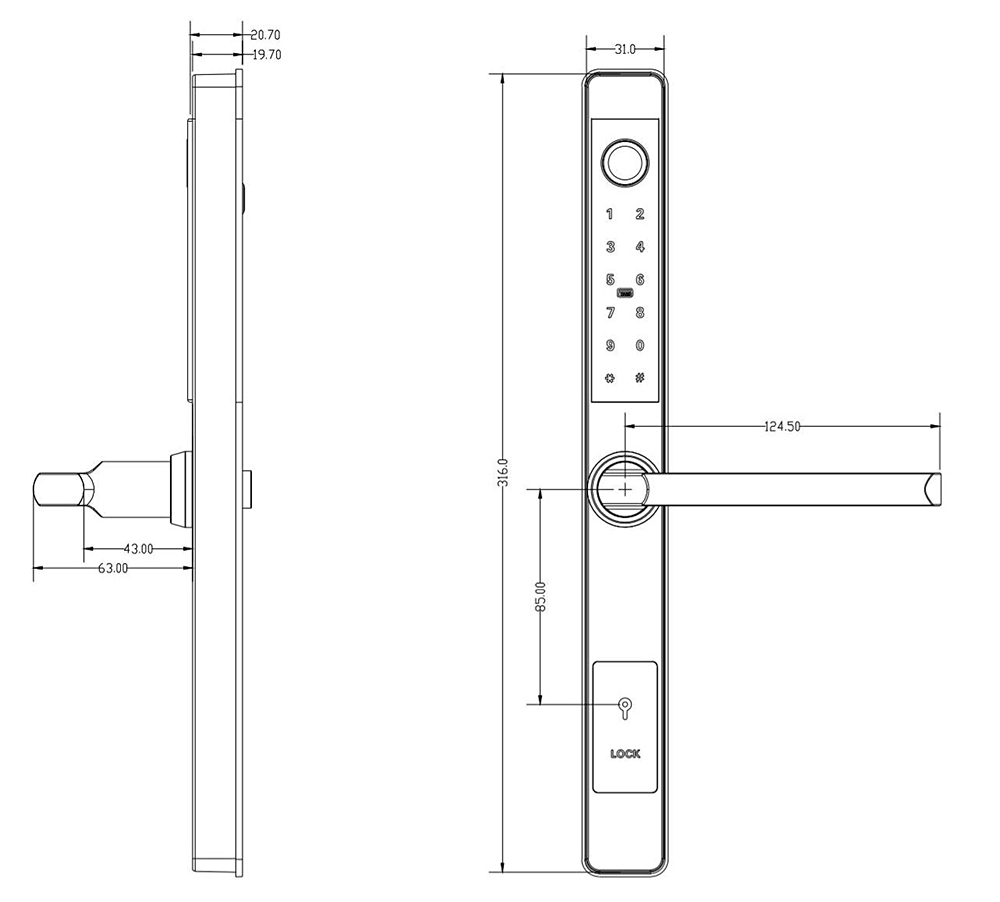 Waterproof Slim Border Door Lock YFF-DQ