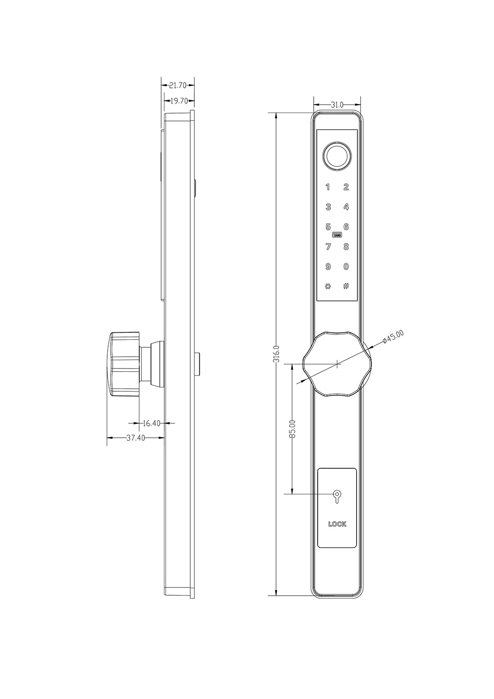 Waterproof Slim Border Door Lock YFF-DQ