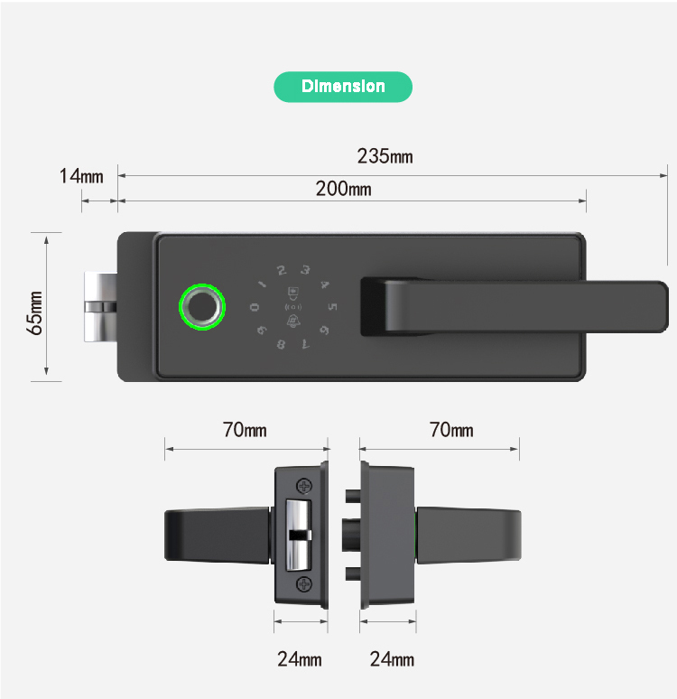 Tuya Wifi Partition Door Glass Door Lock YFBG-G6