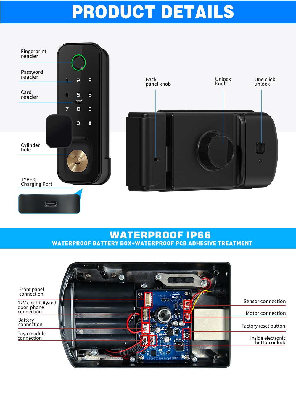 Single Side Waterproof Rim Door Lock YFBF-R1 Single Side Waterproof Rim Door Lock YFBF-R1