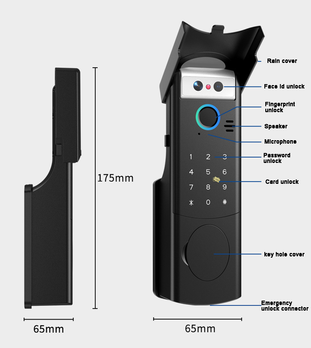 Tuya Wifi Face ID Unlock Rim Lock YFFR-V8/YFFW-V8