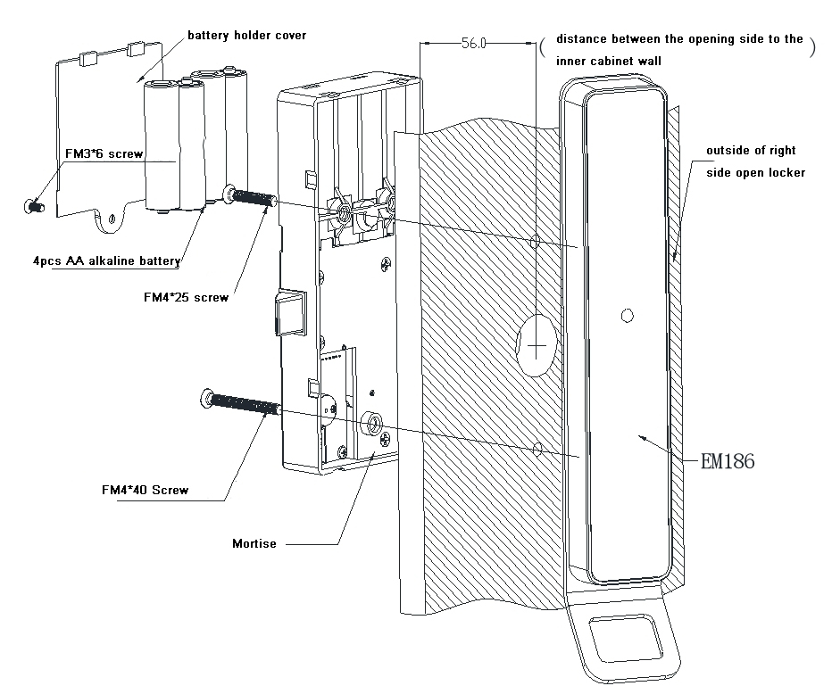 Slim Electronic Locker Lock EM186