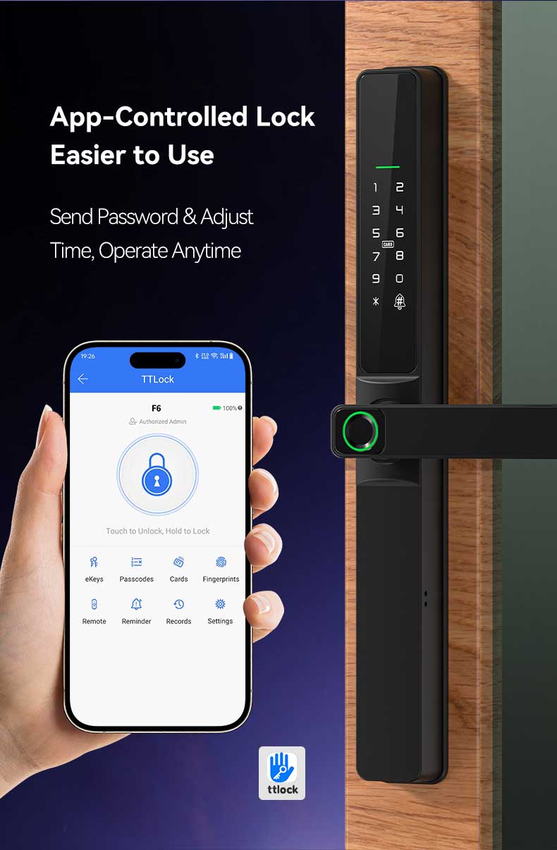 Waterproof Single Or Dual Side Fingerprint Slim Door Lock YFBF-F6