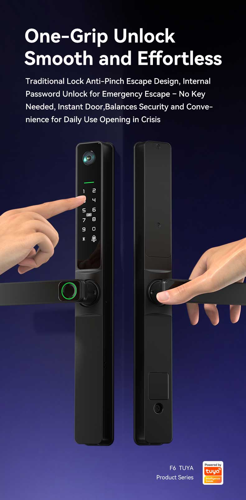 Waterproof Slim Lock With Digital Peephole YFFW-F6pro