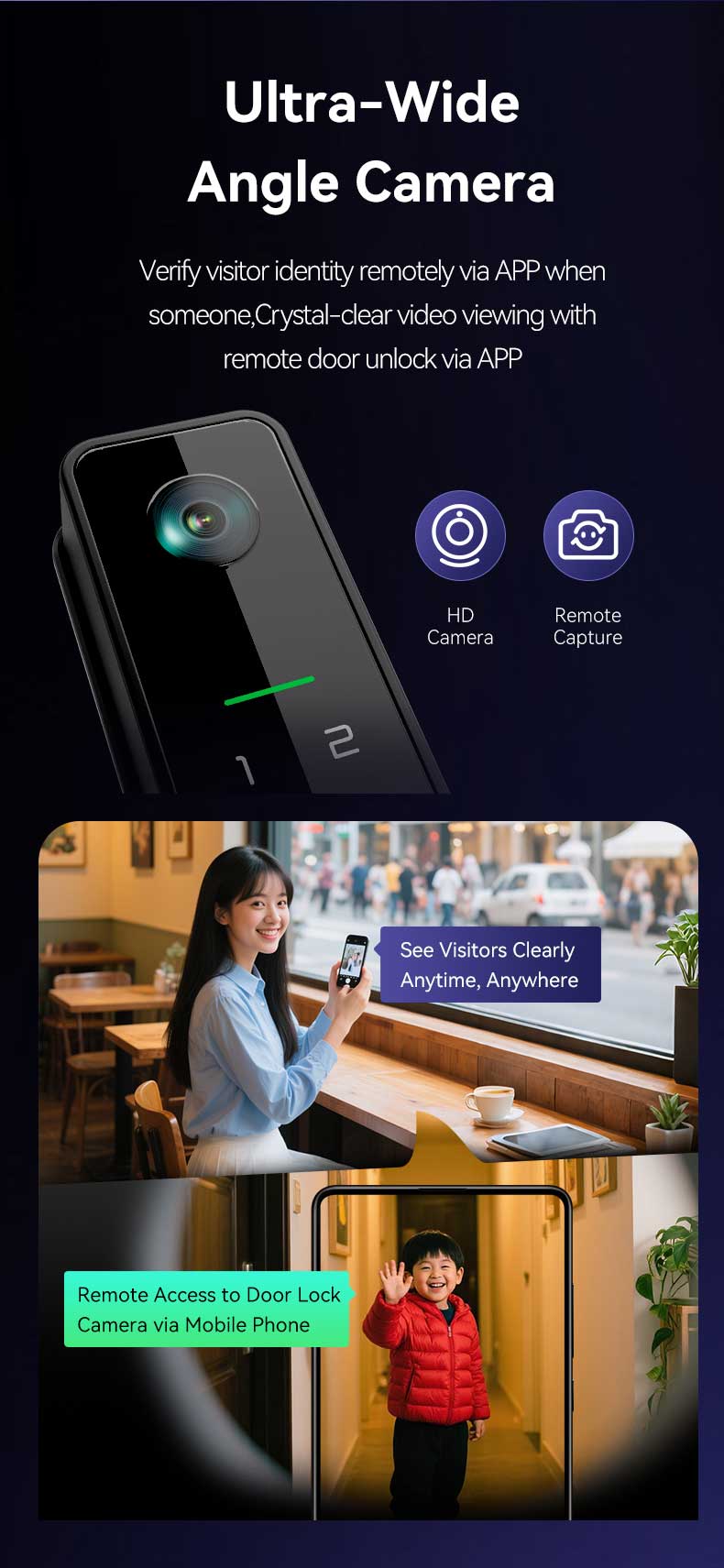 Waterproof Slim Lock With Digital Peephole YFFW-F6pro