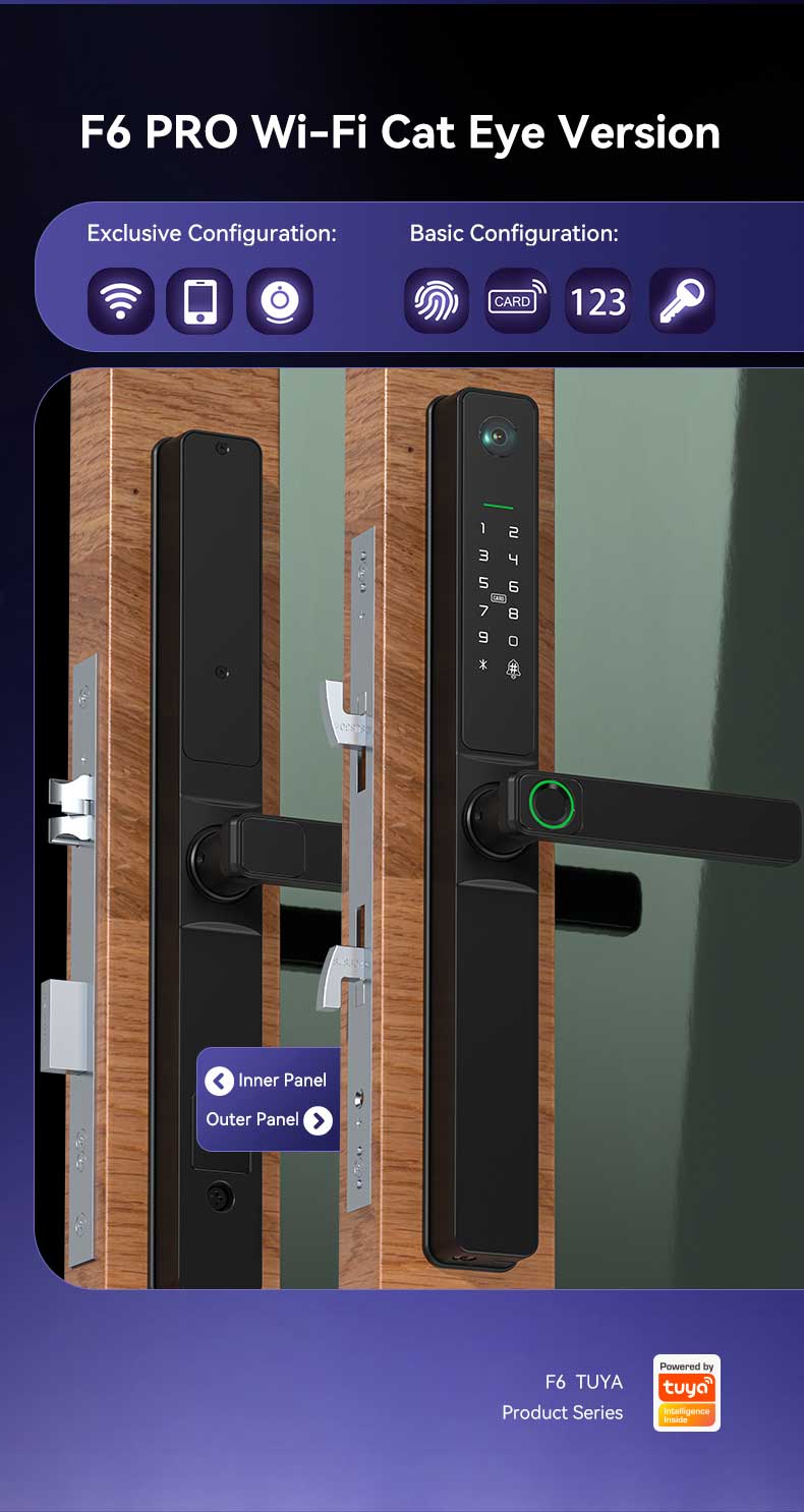 Waterproof Slim Lock With Digital Peephole YFFW-F6pro