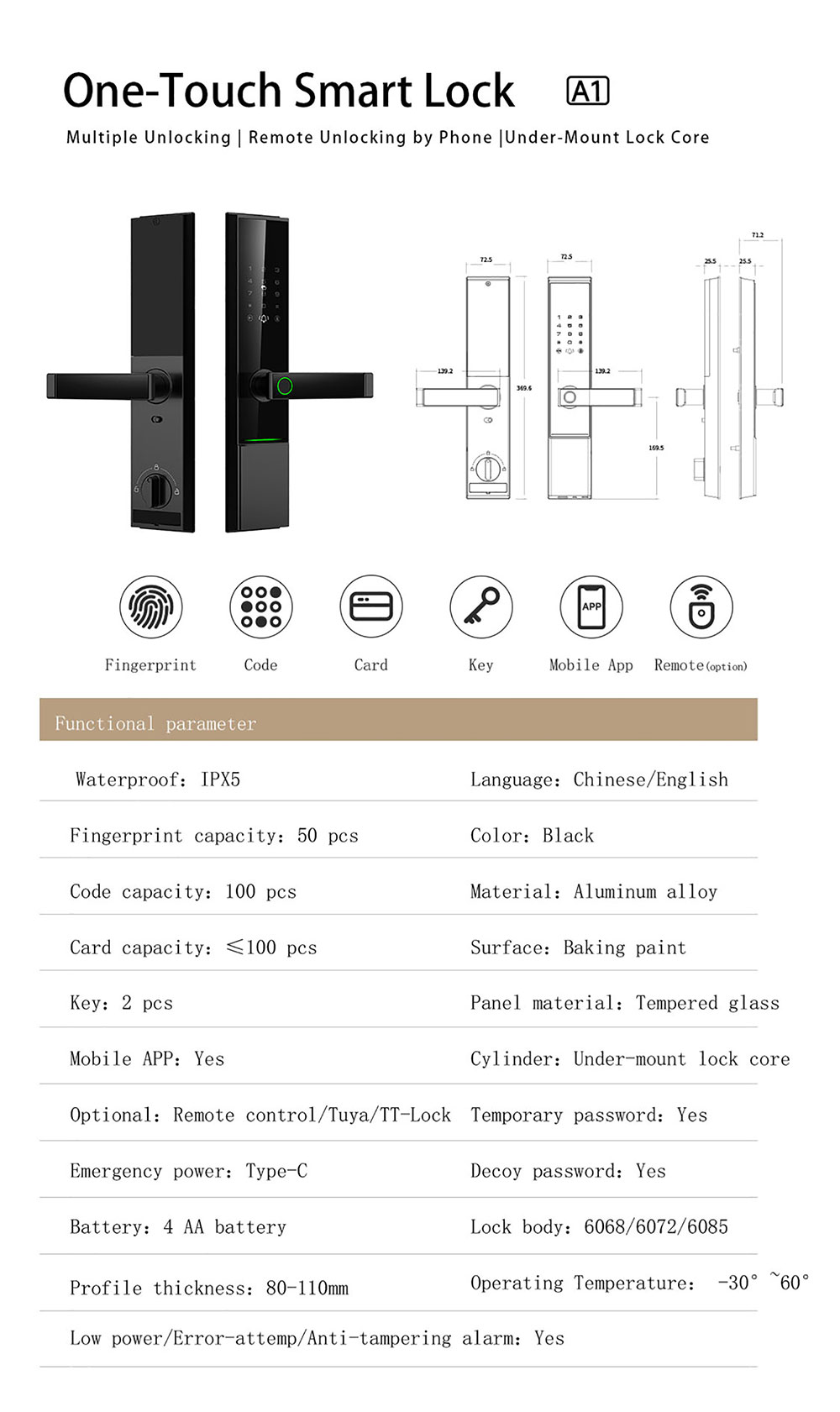 IP65 Waterproof Smart Lock YFBF-A1