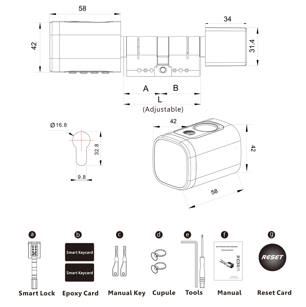 Bluetooth Smart Cylinder Lock YFBF-CV1 Bluetooth Smart Cylinder Lock YFBF-CV1