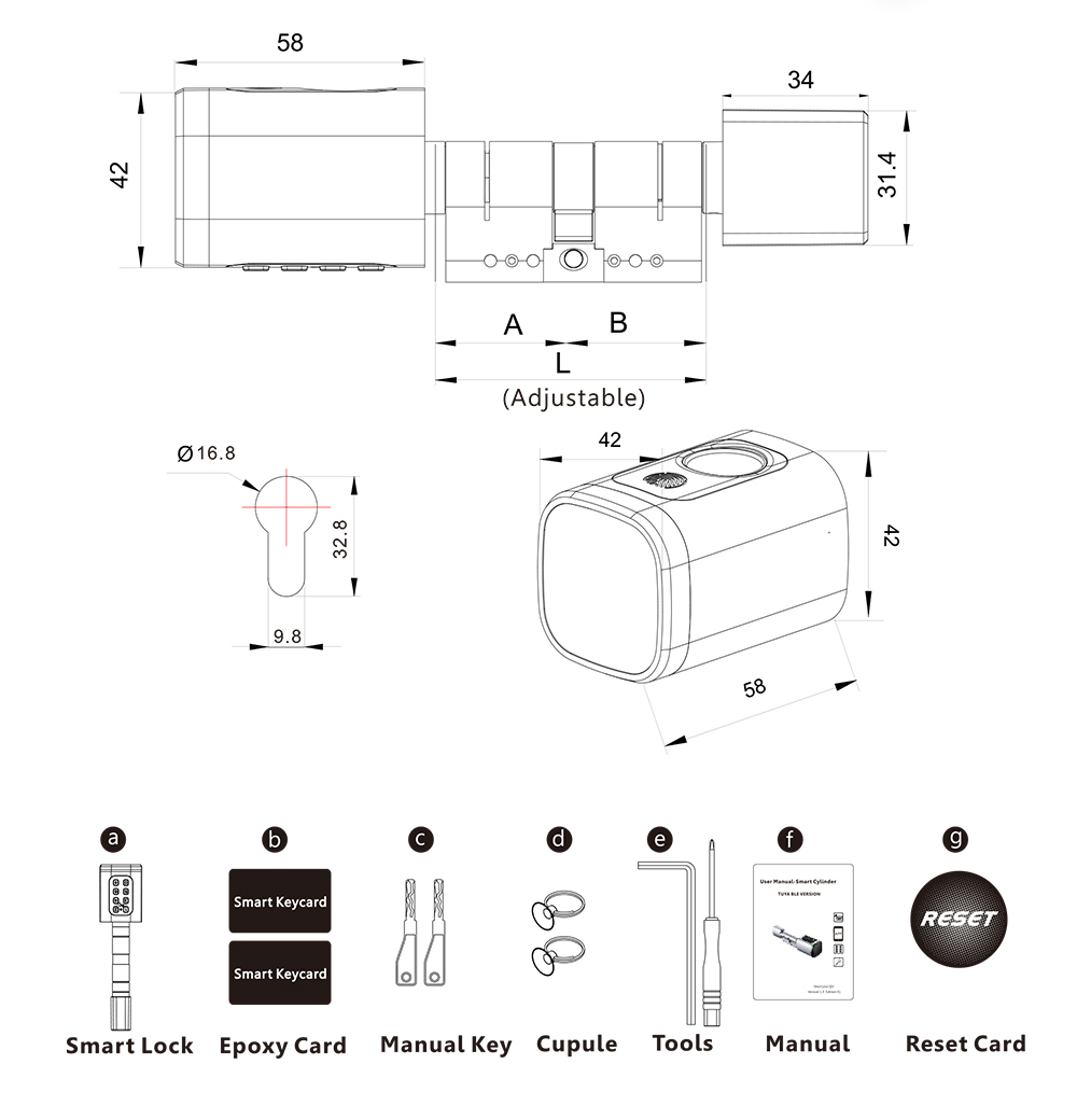 Bluetooth Smart Cylinder Lock YFBF-CV1 Bluetooth Smart Cylinder Lock YFBF-CV1