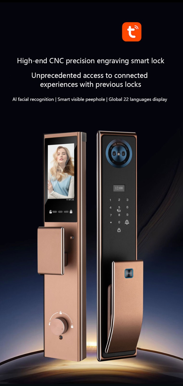 Tuya Wifi Waterproof Automatic Lockset YFFW-P70