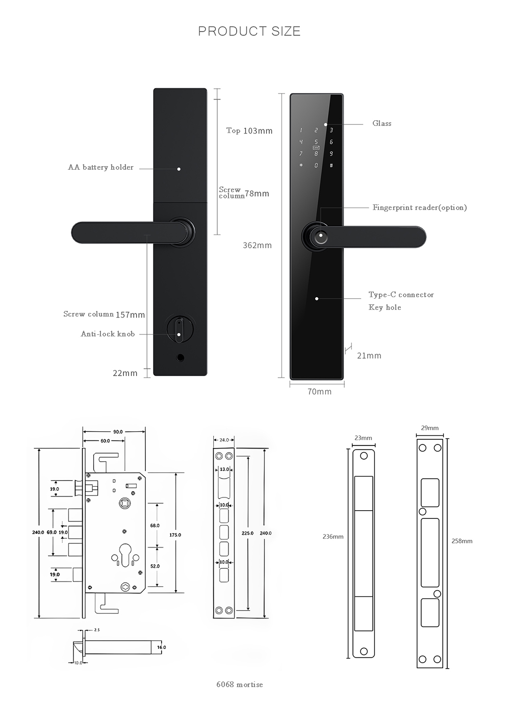 Fingerprint Keypad Door Lock YFBF-F18