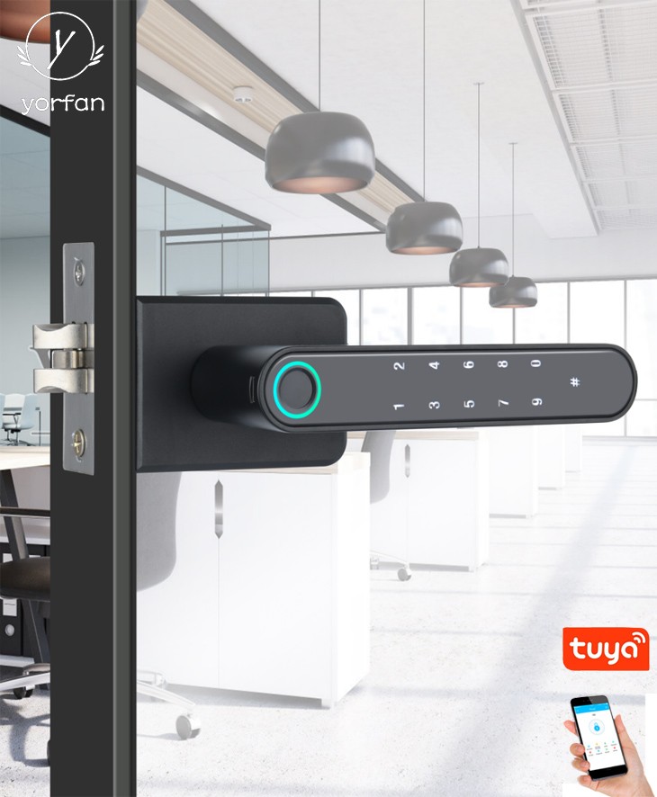 Tuya WIFI Smart Fingerprint Glass Door Lock YFBG-02