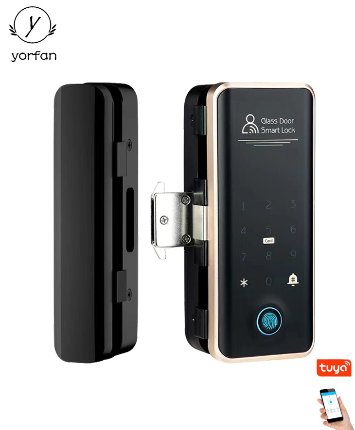 TTlock Or Tuya Bluetooth Frameless Glass Door Lock YFBG-918